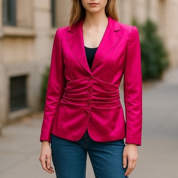 Armani Collezioni Made In Italy Fuschia Metallic Blazer, Designer - Picture 1 of 11